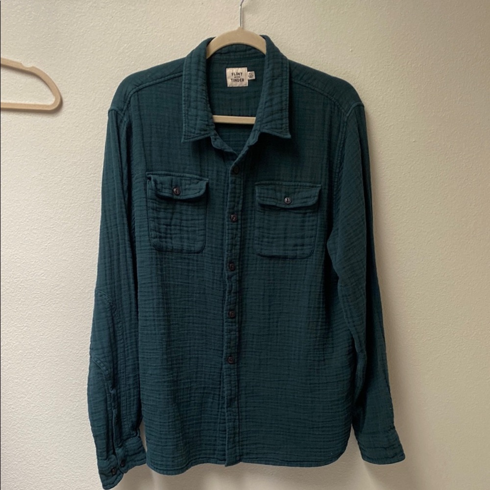 Flint and Tinder Double Gauze Shirt Green Size XL